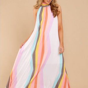 Judith March Stripe Halter Maxi Dress